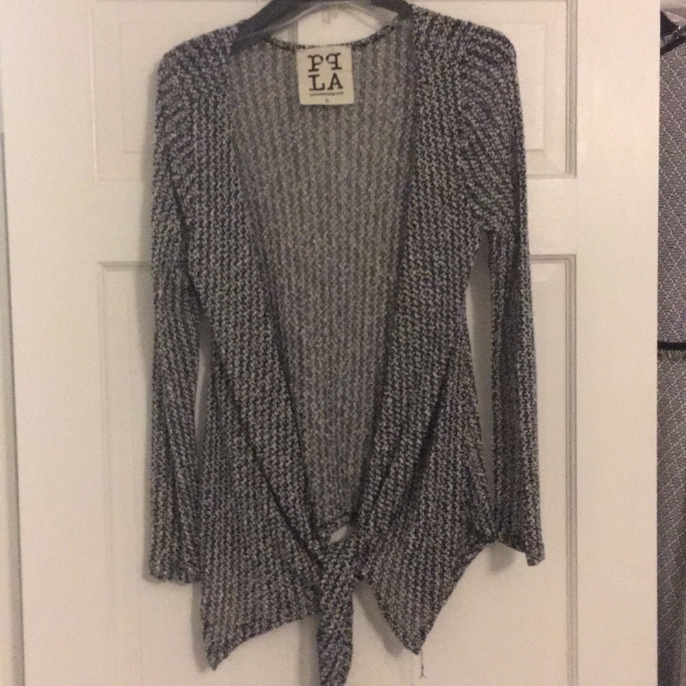 Black and white woven cardigan